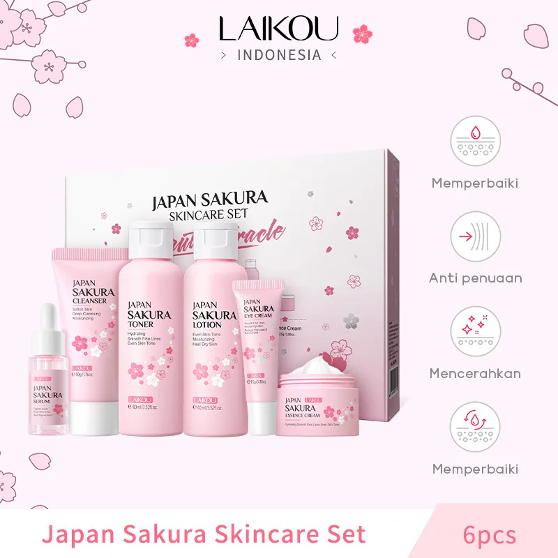 beauty products skincare 6-piece Gift Box Sakura Skin Care Set Collagen Eye Cream Serum Facial Cleanser Toner Facial Cream Essence Cream Beauty Makeup